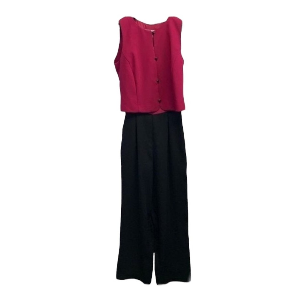 Linea Moda Jumpsuit Size 4 Multicolor Sleeveless Pleated Neck Elegant Chic New - Picture 2 of 6